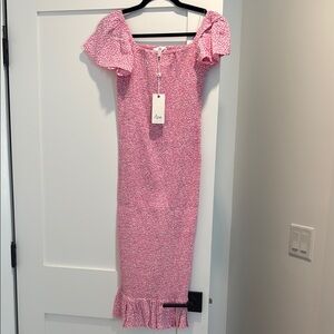 Pink Floral Off-Shoulder Dress